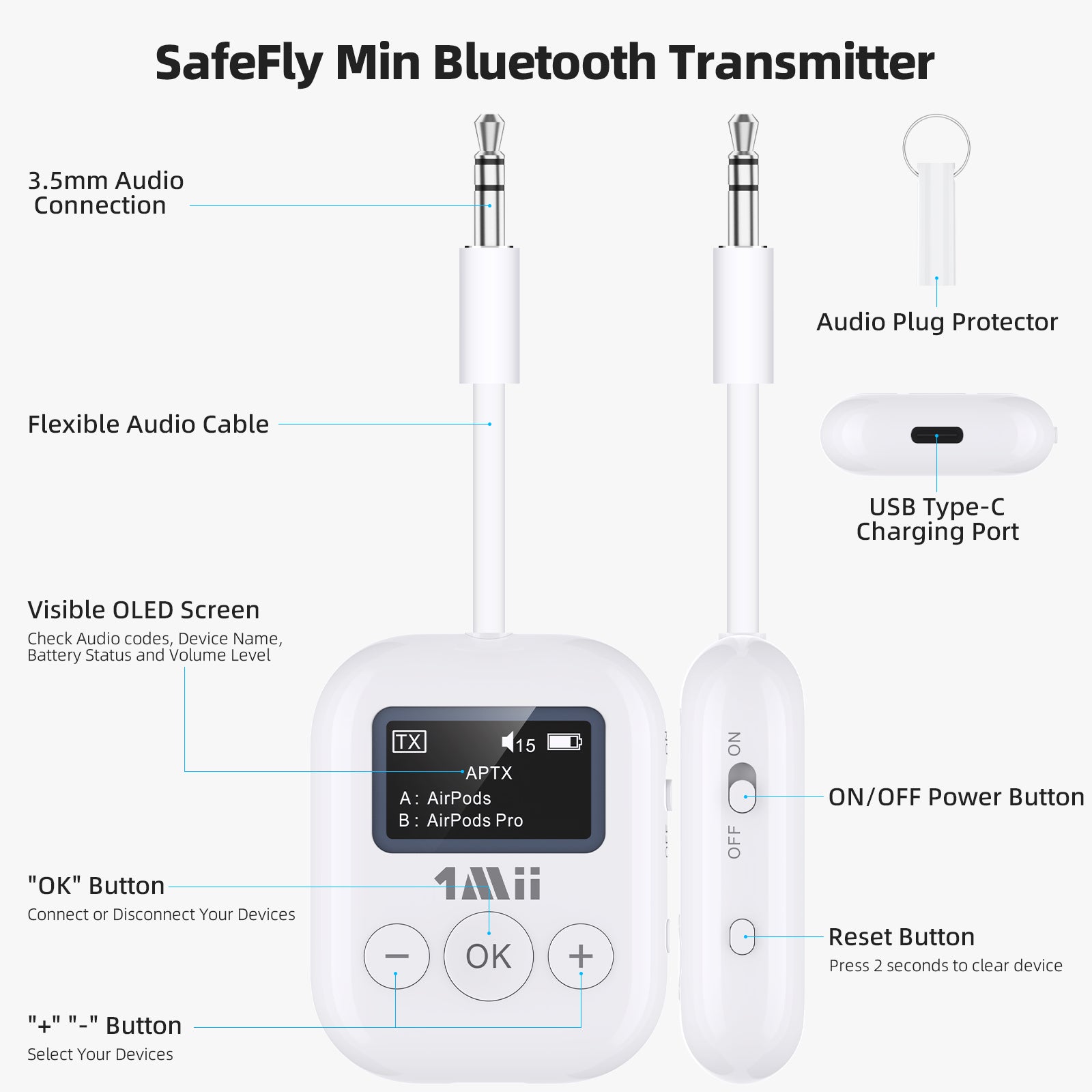 1Mii Airplane Bluetooth 5.3 Transmitter