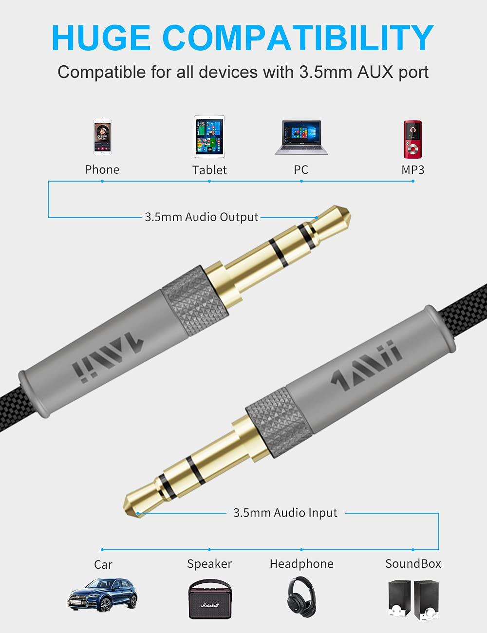 3.5mm Male to Male Stereo Audio Cable - 1mii.shop